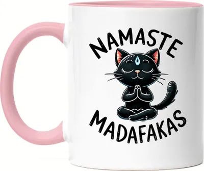 Produktbild von Namaste Madafakas Tasse Rosa Geschenkidee für Yoga-Fans und Katzenliebhaber