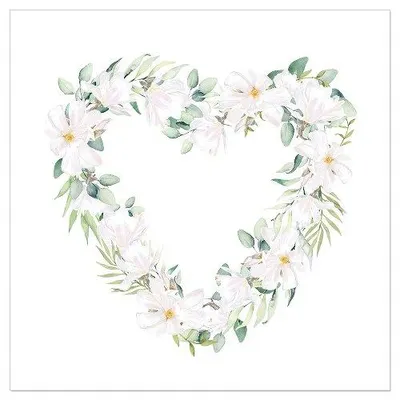 Produktbild von Servietten Blumen Herz 33x33 cm
