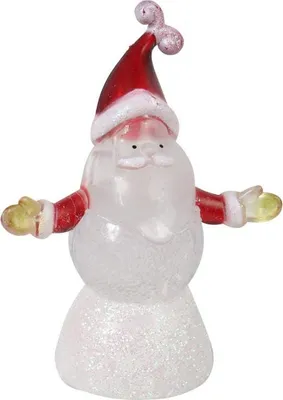 Zdjęcie produktu dla Podświetlana Figurka Mikołaja z LED, Biała, 12,5 cm, Zasilanie Bateryjne