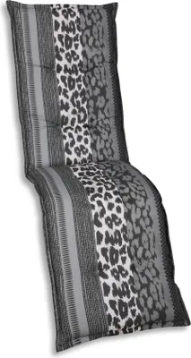 A recliner cushion with a leopard print pattern.