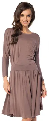 Produktbild von Damen Kleid klassisch Mini-Kleid Langarm; Cappuccino L/XL 40/42