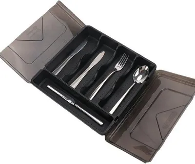 Produktbild von Besteckbox mit Deckel - 5 Fächer, grau