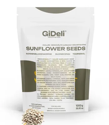 Produktbild von Sonnenblumenkerne 1kg Geschält Roh Vegan Natur Proteinreich Snack Backen GiDeli