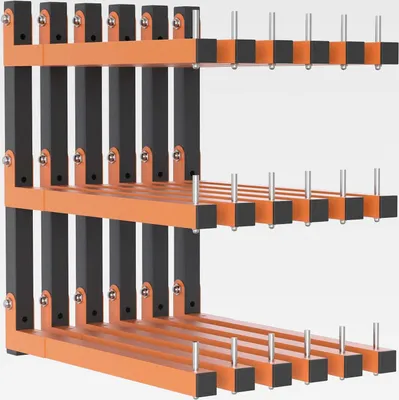 Produktbild von Holzregal Wandhalterung, Holzlagerregal, robuste Holzregale mit 9 Ebenen, 500 kg, langlebiger Garagenholz-Organizer, orangefarbene Holzregale für drinnen und draußen, 6 Stück