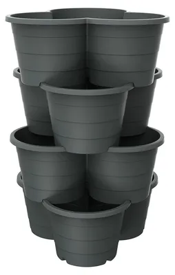 Image de Tour de plantation empilable anthracite Pot à herbes aromatiques Tour à pommes de terre Colonne de plantation Pot de fleurs