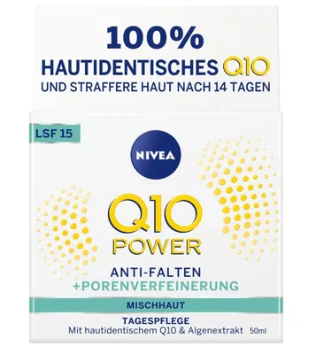 NIVEA Q10 Anti-Falten Tagescreme LSF 15 – Mit Vitamin C, Für Strahlende Haut, 50 Ml