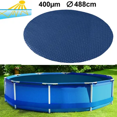 Produktbild von 400µm Pool Solarplane Poolheizung Solarfolie Abdeckung Rund Blau Schwarz 488cm