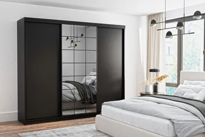 Produktbild von Kleiderschrank COLLIN 250 Schiebetürenschrank mit Spiegiel mit Schubladen Schwarz