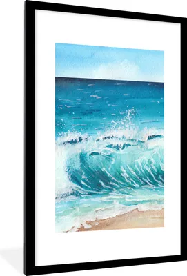 Produktbild von MuchoWow® MuchoWow® Gerahmtes Poster Meer - Golf - Strand 60x90 cm - Poster mit zchwarzem Bilderrahmen - Dekoration - Wandposter Wohnzimmer - Hochwertig