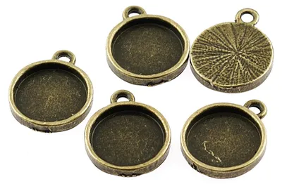 Produktbild von Vintageparts Fassungen rund antik Bronze 12 mm Cabochons, 6 Stück