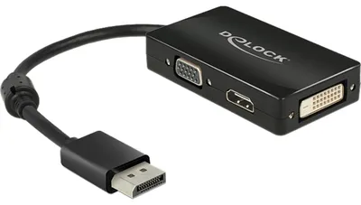 Produktbild von Delock - Videokonverter - DisplayPort - DVI, HDMI, VGA - Schwarz