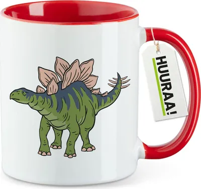 Produktbild von Huuraa Kaffeetasse Stegosaurus Dinosaurier 330ml Rot Keramik Kaffeebecher Geschenkidee
