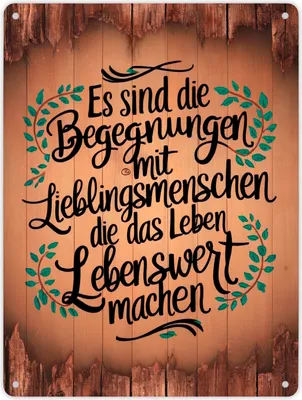 Produktbild von Metallschild XL in 21x28 cm mit Zitat Begegnungen mit Lieblingsmenschen -