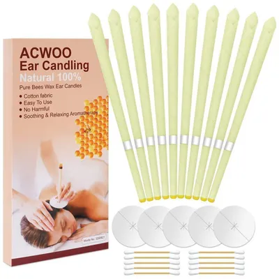 Immagine prodotto di Candele per le orecchie naturali, confezione da 10 pezzi, con 5 protezioni, per il rilassamento e la pulizia, colore beige