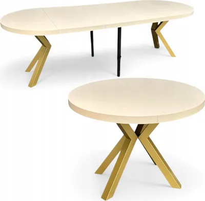 Produktbild von Runder ausziehbarer Tisch KASCHMIR Ø110/310 cm mit goldenen Metallbeinen