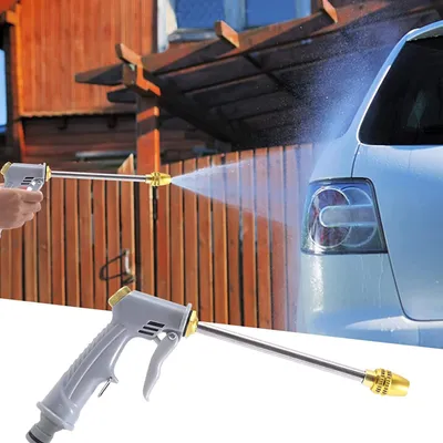 Produktbild von Power Jet Hochdruckpistole 4 Sprühmodi – Hochdruckreiniger für Autowäsche | Wasserpistole für Gartenschlauch, Garten Handbrause Metall Spritzpistole