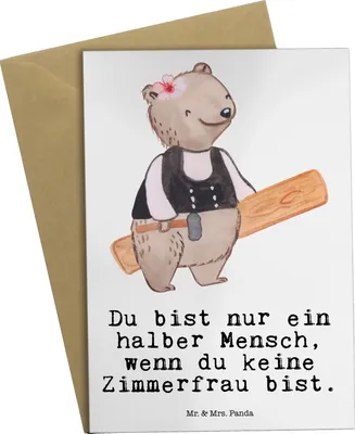 Produktbild von Mr. & Mrs. Panda Glückwunschkarte Zimmerfrau Herz - Weiß - Geschenk, Grußkarten, osterkarten, hochzeitskarten, einladungskarten, weihnachtskarten