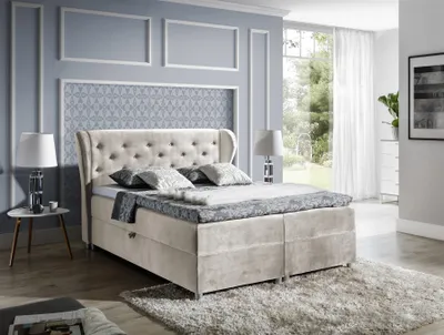 Produktbild von Boxspringbett Schlafzimmerbett ARIANNA 160x200cm Stoff Beige