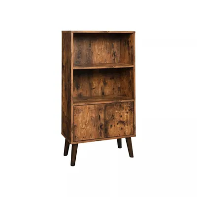 Productafbeelding van And OutdoorMatch Boekenrek Adella - 2 vakken - Boekenrek met deuren - Geschikt voor woonkamer, slaapkamer en kinderkamer - Hout - MDF - 60x30x120cm