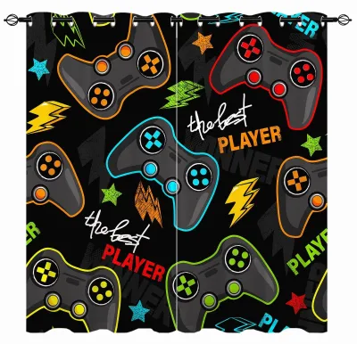 Gamepad-Gardinen mit Joystick-Print, 2 Paneele, 117x137 cm