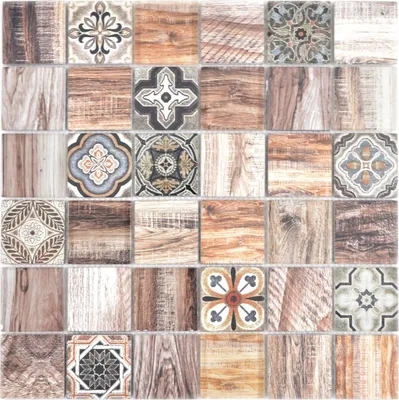Produktbild von Mosaikfliese Patchwork braun beige marrone Fliesenspiegel Küchenrückwand MOS160-w200