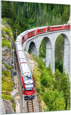 Produktbild von Bilder auf glas - Einteilig - Viadukt Landwasser Zug - 70x100cm - Glasbilder - Wandbilder - Bilder - zum Aufhängen bereit - Wanddekoration aus Glas - Glas Bilder - Wandbild auf Glas - GPA70x100-4605