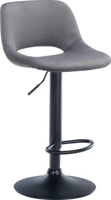 Image de Tabouret de bar en velours - tabouret haut - réglable en hauteur et pivotant pour plus de confort | Couleur : gris foncé. Matériau Châssis : métal noir mat