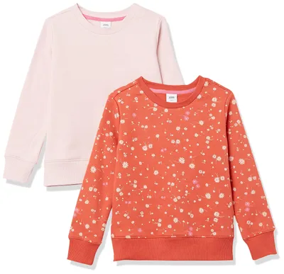 Produktbild von A. Essentials Kleinkind Mädchen Fleece Crewneck Pullover Sweatshirts 2er-Pack He
