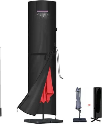 Produktbild von Famanu Parasolhaube Wasserdicht - Mit Reißverschluss und Stange - Für Gartenparasole Ø 3-5m - 420D Oxford-Gewebe - Reißfest und UV-beständig