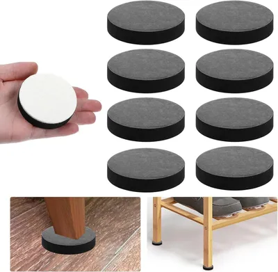 Produktbild von 8 Stück rutschfeste, selbstklebende Möbelerhöhungen für Tisch, Bett, Couch und Stuhl in Schwarz