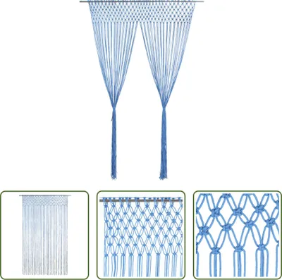 Produktbild von The Living Store Makramee Vorhang Blau 140x240 cm Baumwolle