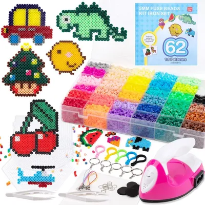 Immagine prodotto di Set di perline termoadesive da 12000 pezzi, 36 colori, da 5 mm, con mini ferro da stiro, piastre, carta da stiro e modelli