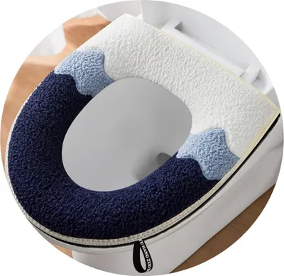 Produktbild von Wc sitzbezug toilettensitz mit Reißverschluss, Wc-sitzbezug für alle Jahreszeiten, Beheizbarer toilettensitz,Wc sitzbezug waschbar. (1 Dunkelblau)