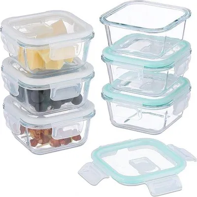 Produktbild von Famanu Glasfrischhaltedosen 520 ml Set 6 – luftdicht, stapelbar, für Meal Prep