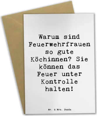 Produktbild von Mr. & Mrs. Panda Grußkarte Spruch Feuerwehrfrau Köchin - Weiß - Geschenk, Feier der Berufe, Grußkarten, Geschenke mit Herz, einladungskarten, Beruf, osterkarten, Hingabe