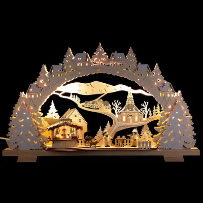 Produktbild von Schwibbogen Grillhütte verschneit (53x31cm) von Tietze Erzgebirgsdesign
