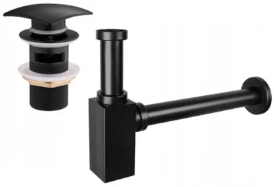 Immagine prodotto di Mexen semisifone quadrato per lavabo con tappo click-clack, con troppopieno, nero - 7992660-70
