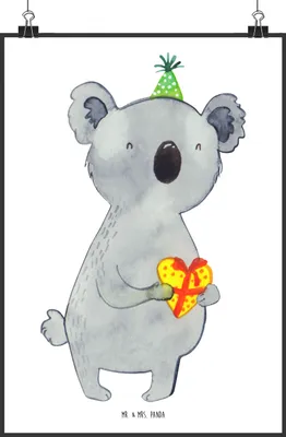 Produktbild von Mr. & Mrs. Panda Bild Koala Geschenk DIN A1 - Weiß - Geburtstag, wanddruck, wanddeko, drucke, Wandbild, Party, Deko