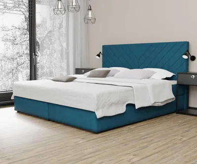 Produktbild von Boxspringbett Schlafzimmerbett BELCORA 200x220cm Stoff Petrolblau ink Bettkasten