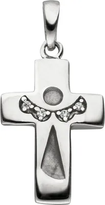 Produktbild von JOBO Anhänger Kreuz Schutzengel Kreuz 925 Silber mattiert 4 Zirkonia Kreuzanhänger