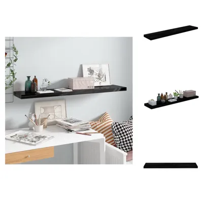 Obrázek produktu pro vidaXL Plovoucí police černý vysoký lesk 120x23,5x3,8 cm MDF - Nástěnné police
