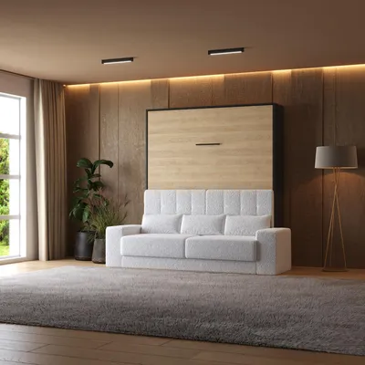 Produktbild von SMARTBett Schrankbett M1 180x200 Vertikal inkl.Weiss SOFA  Anthrazit/Kaiserberg Eiche