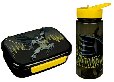 Produktbild von DC Comics Batman Kinder 2 teiliges Set Brotdose Trinkflasche 500 ml