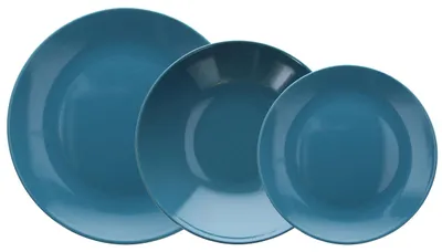 Tafelservies 18-teilig für 6 Personen, Steingut, petrol