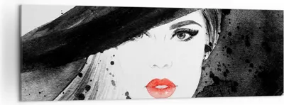 Produktbild von Bild auf Leinwand - Leinwandbild - Frau Gesicht Lippen - 160x50cm - Wand Bild - Wanddeko - Leinwanddruck - Bilder - Kunstdruck - Wanddekoration - Leinwand bilder - Wandkunst - AB160x50-3916