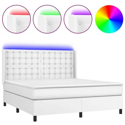 Immagine prodotto di vidaXL Letto a molle con materasso e LED bianco 160x200 cm in Pelle finta