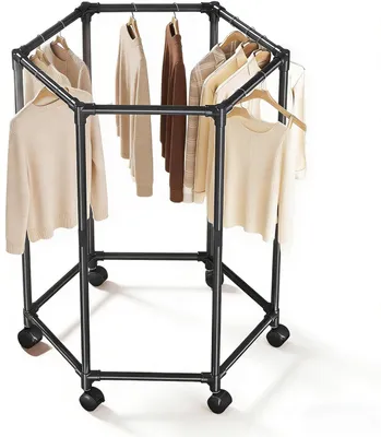 Produktbild von Kleiderständer hexagonal, auf Rädern, 360° drehbar, für Schlafzimmer