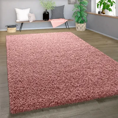 Produktbild von Shaggy Teppich Hochflor Langflor Hochwertig Hohe Fadendichte Uni Pastell Pink Grösse 60x100 cm