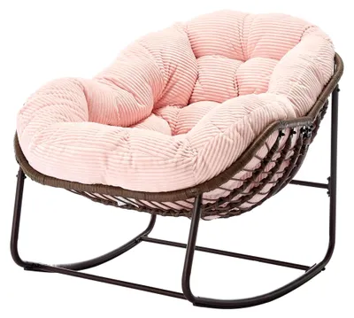 Produktbild von Rattansessel für Innen- und Außenbereich, wetterfester Gartenschaukelstuhl mit Polster und Rückenlehne, XXL-Sessel für Terrasse, Balkon und Wohnzimmer, belastbar bis 113 kg