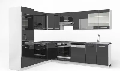 Immagine prodotto di Cucina angolare completa Vicco Fame-Line Antracite lucido/bianco 287 x 60 cm , PL Antracite, Model 42768